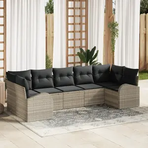 Vidaxl - Ensemble De Canapé De Jardin 7 Pcs Gris Clair Poly Rotin pas cher