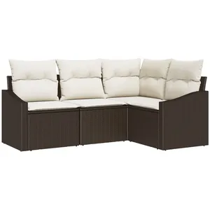 Salon de jardin modulable Vidaxl rotin marron 4 pieces 3 personnes pas cher