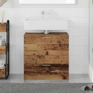 vidaXL Cabinet de salle de bain avec porte Bois Ancien 59 x 37 x 59 cm pas cher
