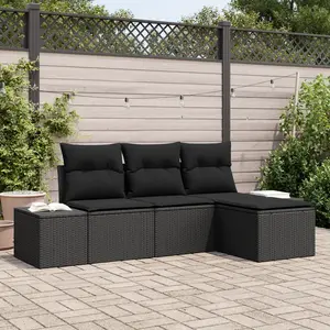 Comparateur de prix : vidaXL Ensemble de canapé de jardin avec coussin 4 pcs Noir polyrotin