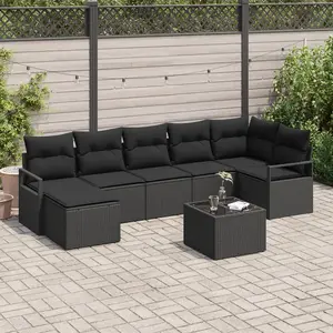 vidaXL Ensemble de Canapés avec coussin 8 pcs Noir polyrotin pas cher