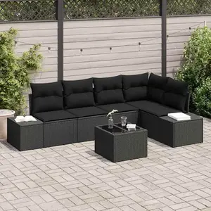 Vidaxl - Ensemble De Canapé De Jardin 6 Pcs Noir Poly Rotin pas cher