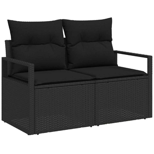 vidaXL Ensemble de canapés avec coussins 10 pcs noir poly rotin pas cher