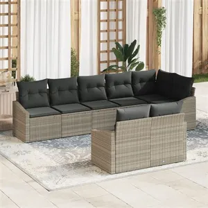 vidaXL Vidaxl Ensemble De Canapé De Jardin Ensemble De 8 Gris Rattan pas cher