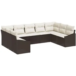 vidaXL Ensemble de Canapés avec coussin 9 pcs Marron polyrotin pas cher