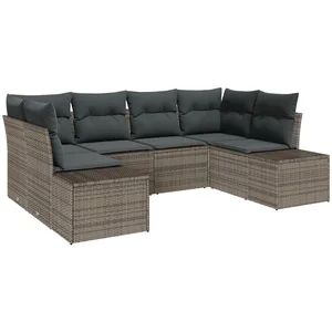 Vidaxl Ensemble De Canapé De Jardin Avec Coussin 6 Pcs Gris Poly Rotin pas cher