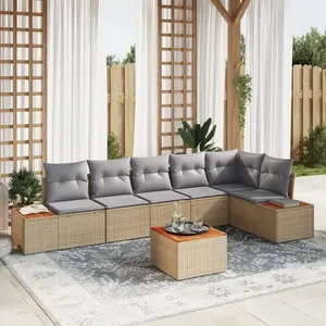 Vidaxl - Ensemble De Canapé De Jardin 7 Pcs Beige Poly Rotin pas cher