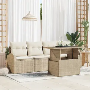 Vidaxl Ensemble De Canapé De Jardin 5 Pcs Beige Poly Rotin pas cher