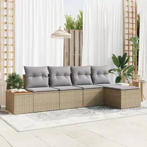 Vidaxl - Ensemble De Canapé De Jardin 5 Pcs Beige Poly Rotin pas cher