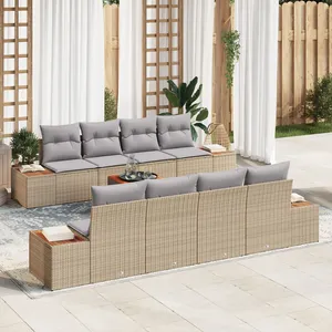 Vidaxl - Ensemble De Canapé De Jardin 9 Pcs Beige Poly Rotin pas cher