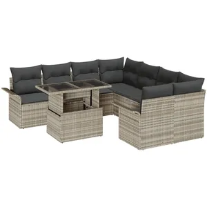 Vidaxl - Ensemble De Canapé De Jardin 9 Pcs Gris Clair Poly Rotin pas cher