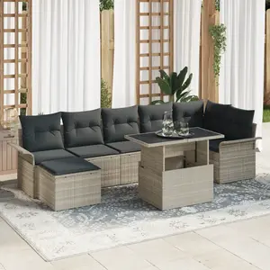 Vidaxl - Ensemble De Canapé De Jardin 8 Pcs Gris Clair Poly Rotin pas cher