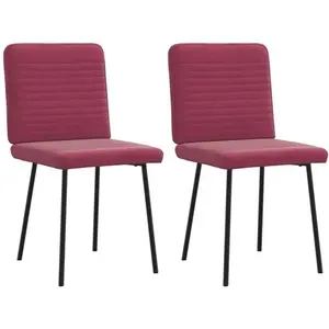 Vidaxl - Chaises à manger lot de 2 Rouge bordeaux Velours pas cher