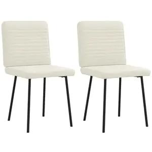 Chaises à manger lot de 2 Crème Velours Vidaxl pas cher