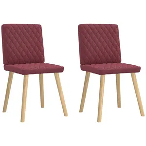 Vidaxl chaises à manger lot de 2 rouge bordeaux tissu pas cher