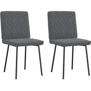 vidaXL Chaises à Manger Lot de 2 Gris foncé Velours pas cher