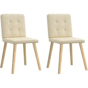 Vidaxl chaises à manger lot de 2 crème tissu pas cher