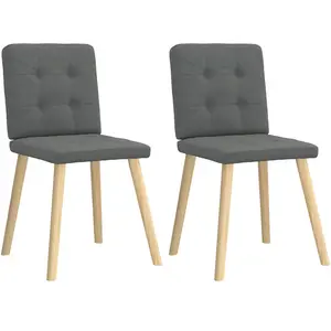 Vidaxl chaises à manger lot de 2 gris foncé tissu pas cher
