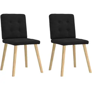 Vidaxl chaises à manger lot de 2 noir tissu pas cher