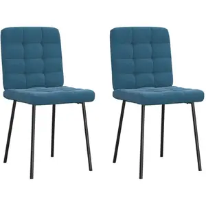 Vidaxl Chaises à manger - Lot de 2 - Bleu Velours pas cher