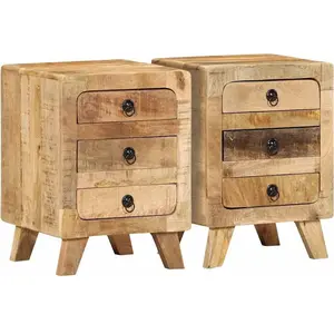 Comparateur de prix : Vidaxl table de chevet 2 pcs 37x32x50 cm bois massif de manguier brut