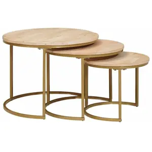 vidaXL Tables basses gigognes 3 pcs Bois de mangue massif et acier pas cher