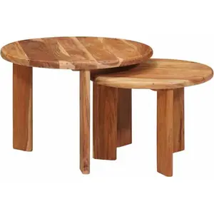 vidaXL Tables gigognes 2 pcs Marron Bois d'Acacia Massif pas cher
