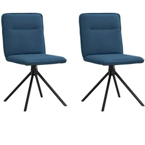vidaXL Chaises à manger lot de 2 bleu tissu pas cher