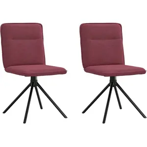 vidaXL Chaises à manger lot de 2 rouge bordeaux tissu pas cher