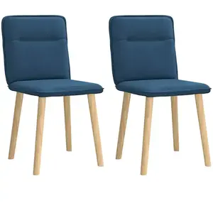 Vidaxl chaises à manger lot de 2 bleu tissu pas cher