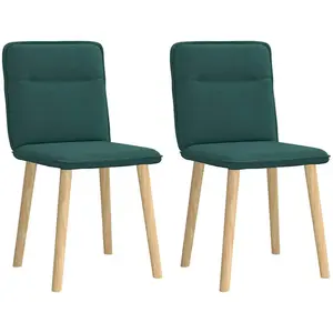 Vidaxl chaises à manger lot de 2 vert foncé tissu pas cher