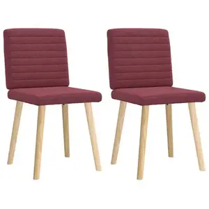 Vidaxl chaises à manger lot de 2 rouge bordeaux tissu pas cher