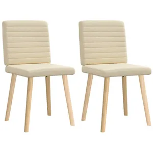 Vidaxl chaises à manger lot de 2 crème tissu pas cher