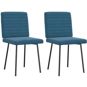 Vidaxl chaises à manger lot de 2 bleu velours pas cher