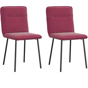 Vidaxl chaises à manger lot de 2 rouge bordeaux velours pas cher