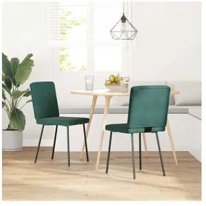 Vidaxl - Chaises à manger lot de 2 Vert foncé Velours pas cher
