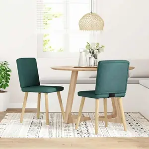 Vidaxl chaises à manger lot de 2 vert foncé tissu pas cher