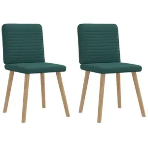 VidaXL Chaises à Manger - Lot de 2 - Vert Foncé Tissu pas cher