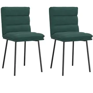 Chaises à manger lot de 2 Vert foncé Velours Vidaxl pas cher