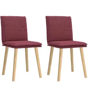 vidaXL Chaises à manger lot de 2 rouge bordeaux tissu pas cher