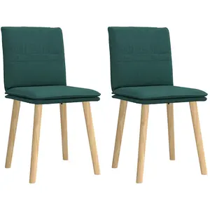 vidaXL Chaise de salle à manger 2 pcs. Tissu vert foncé pas cher