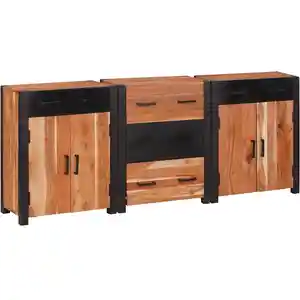 vidaXL Buffet 3 pcs Marron 165 x 30 x 75 cm Bois d'acacia massif pas cher