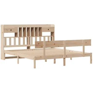 vidaXL Lit en bois massif avec étagère sans matelas 180x200 cm en pin pas cher