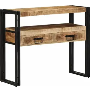 Table Console Marron 90 X 33 X 75 Cm Bois De Manguier Massif Vidaxl pas cher