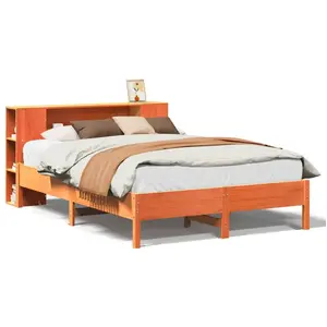 vidaXL Lit bibliothèque sans matelas cire marron 140x200 cm pin massif pas cher