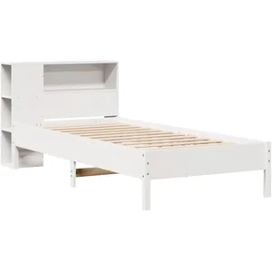 Vidaxl lit bibliothèque sans matelas blanc 75x190cm bois de pin massif pas cher