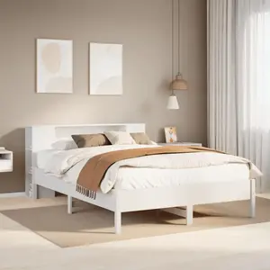 vidaXL Lit bibliothèque sans matelas blanc 140x200 cm bois pin massif pas cher