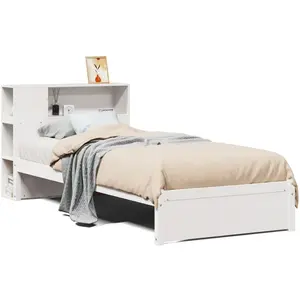 vidaXL Lit bibliothèque sans matelas blanc 75x190cm bois de pin massif pas cher