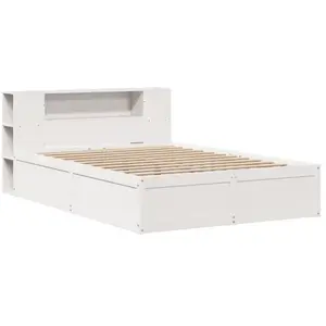 vidaXL Cadre de lit sans matelas blanc 135x190 cm bois de pin massif pas cher
