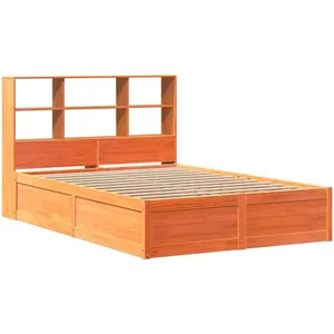 vidaXL Cadre de lit sans matelas cire marron 140x190cm bois pin massif pas cher